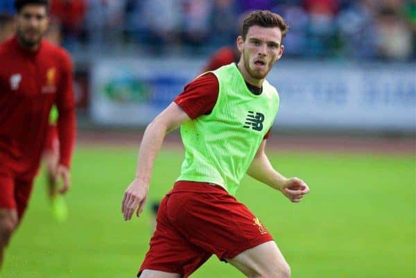 ROTTACH-EGERN, GERMANY - Friday, July 28, 2017: Liverpool's Andy Robertson during a training session at FC Rottach-Egern on day three of the preseason training camp in Germany. (Pic by David Rawcliffe/Propaganda)