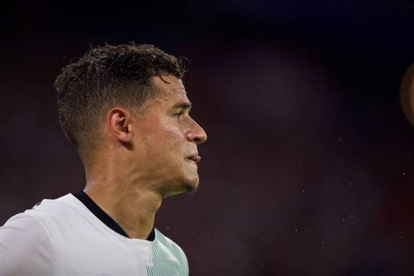 MUNICH, GERMANY - Tuesday, August 1, 2017: Liverpool's Philippe Coutinho Correia during the Audi Cup 2017 match between FC Bayern Munich and Liverpool FC at the Allianz Arena. (Pic by David Rawcliffe/Propaganda)