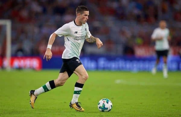 MUNICH, GERMANY - Tuesday, August 1, 2017: Liverpool's Ryan Kent during the Audi Cup 2017 match between FC Bayern Munich and Liverpool FC at the Allianz Arena. (Pic by David Rawcliffe/Propaganda)