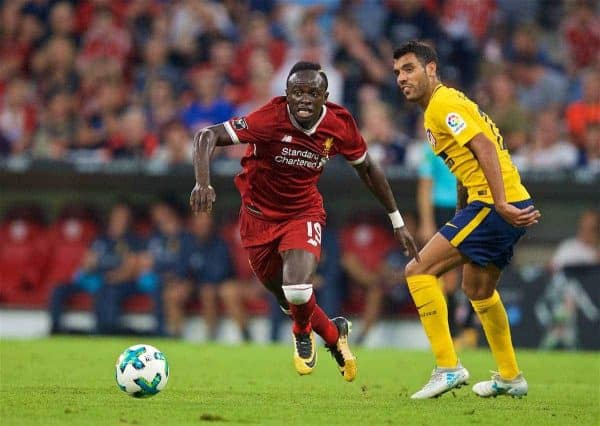MUNICH, GERMANY - Wednesday, August 2, 2017: Liverpools Sadio Mane during the Audi Cup 2017 final match between Liverpool FC and Atlético de Madrid's at the Allianz Arena. (Pic by David Rawcliffe/Propaganda)