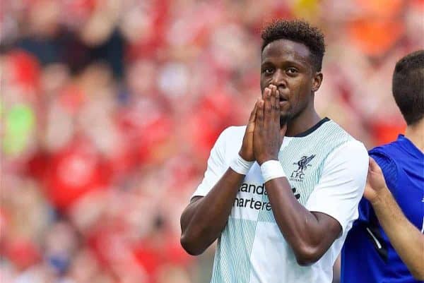DUBLIN, REPUBLIC OF IRELAND - Saturday, August 5, 2017: Liverpool's Divock Origi looks dejected after missing a chance against during a preseason friendly match between Athletic Club Bilbao and Liverpool at the Aviva Stadium. (Pic by David Rawcliffe/Propaganda)