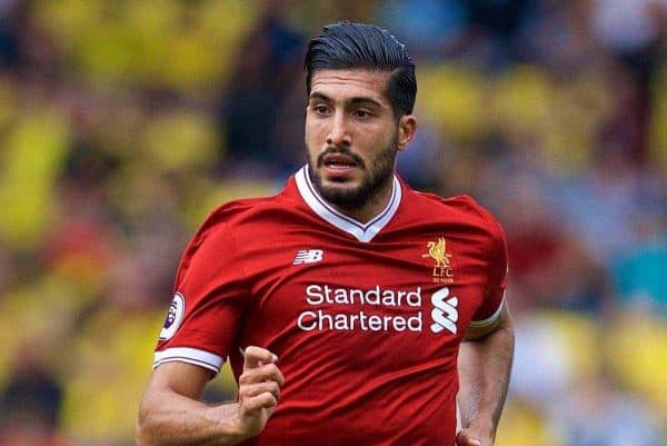 WATFORD, ENGLAND - Saturday, August 12, 2017: Liverpool's Emre Can during the FA Premier League match between Watford and Liverpool at Vicarage Road. (Pic by David Rawcliffe/Propaganda)