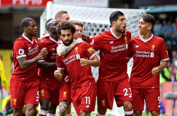 WATFORD, ENGLAND - Saturday, August 12, 2017: Liverpool's Mohamed Salah during the FA Premier League match between Watford and Liverpool at Vicarage Road. (Pic by David Rawcliffe/Propaganda)