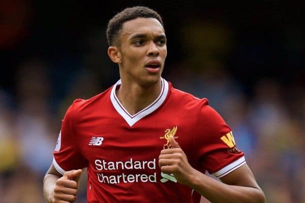 WATFORD, ENGLAND - Saturday, August 12, 2017: Liverpool's Trent Alexander-Arnold during the FA Premier League match between Watford and Liverpool at Vicarage Road. (Pic by David Rawcliffe/Propaganda)