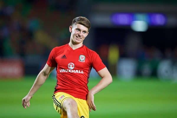 CHI?IN?U, MOLDOVA - Tuesday, September 5, 2017: Wales' Ben Woodburn warms-up before the 2018 FIFA World Cup Qualifying Group D match between Moldova and Wales at the Zimbru Stadium. (Pic by David Rawcliffe/Propaganda)