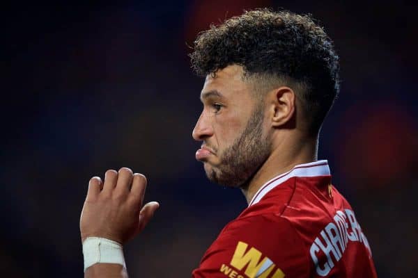 LEICESTER, ENGLAND - Saturday, September 23, 2017: Liverpool's Alex Oxlade-Chamberlain during the Football League Cup 3rd Round match between Leicester City and Liverpool at the King Power Stadium. (Pic by David Rawcliffe/Propaganda)