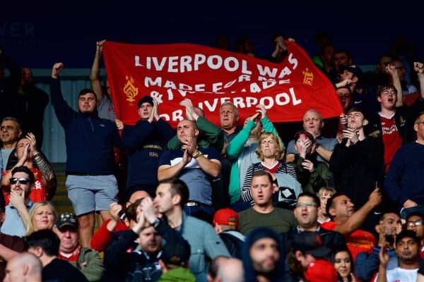 LEICESTER, ENGLAND - Saturday, September 23, 2017: Liverpool supporters before the FA Premier League match between Leicester City and Liverpool at the King Power Stadium. (Pic by David Rawcliffe/Propaganda)