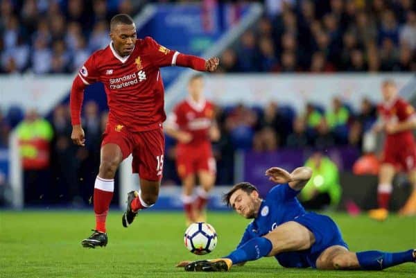 LEICESTER, ENGLAND - Saturday, September 23, 2017: Liverpool's Daniel Sturridge during the FA Premier League match between Leicester City and Liverpool at the King Power Stadium. (Pic by David Rawcliffe/Propaganda)