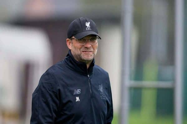 LIVERPOOL, ENGLAND - Monday, September 25, 2017: Liverpool's manager Jürgen Klopp during a training session at Melwood Training Ground ahead of the UEFA Champions League Group E match against FC Spartak Moscow. (Pic by Paul Greenwood/Propaganda)