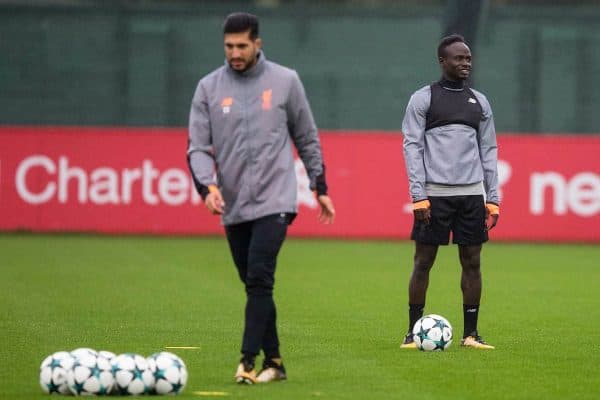 LIVERPOOL, ENGLAND - Monday, September 25, 2017: Liverpool's Sadio Mane during a training session at Melwood Training Ground ahead of the UEFA Champions League Group E match against FC Spartak Moscow. (Pic by Paul Greenwood/Propaganda)