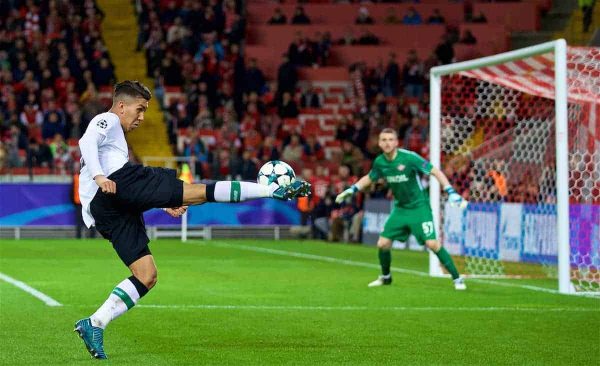 MOSCOW, RUSSIA - Tuesday, September 26, 2017: Liverpool's Roberto Firmino during the UEFA Champions League Group E match between Spartak Moscow and Liverpool at the Otkrytie Arena. (Pic by David Rawcliffe/Propaganda)