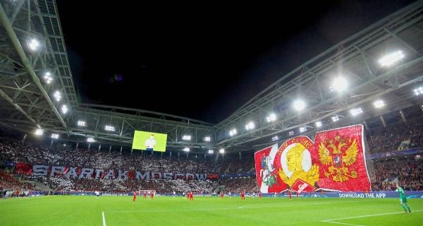 MOSCOW, RUSSIA - Tuesday, September 26, 2017: FC Spartak Moscow supporters' banner during the UEFA Champions League Group E match between Spartak Moscow and Liverpool at the Otkrytie Arena. (Pic by David Rawcliffe/Propaganda)