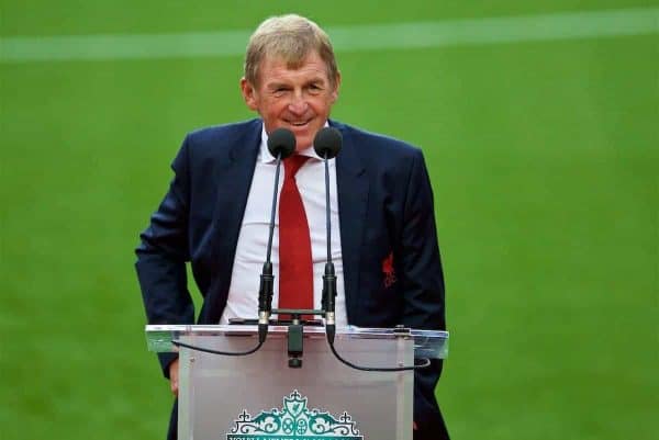 LIVERPOOL, ENGLAND - Friday, October 13, 2017: Former Liverpool player and manager and current non-executive director Kenny Dalglish gives a speech as the club's Centenary Stand is renamed the Kenny Dalglish Stand. (Pic by David Rawcliffe/Propaganda)