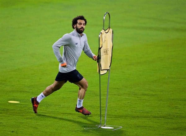 MARIBOR, SLOVENIA - Monday, October 16, 2017: Liverpool's Mohamed Salah during a training session ahead of the UEFA Champions League Group E match between NK Maribor and Liverpool at the Stadion Ljudski vrt. (Pic by David Rawcliffe/Propaganda)