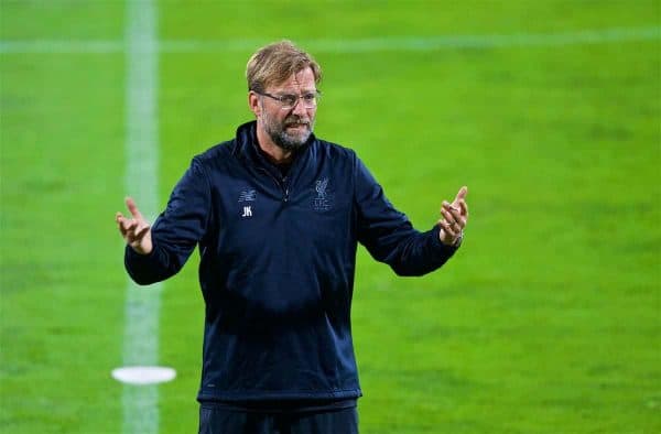 MARIBOR, SLOVENIA - Monday, October 16, 2017: Liverpool's manager Jürgen Klopp during a training session ahead of the UEFA Champions League Group E match between NK Maribor and Liverpool at the Stadion Ljudski vrt. (Pic by David Rawcliffe/Propaganda)