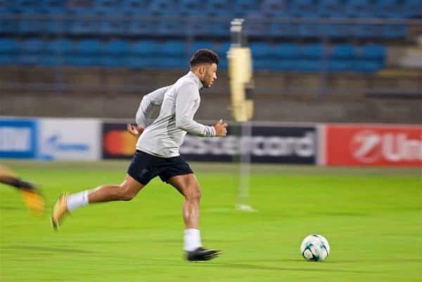 MARIBOR, SLOVENIA - Monday, October 16, 2017: Liverpool's Alex Oxlade-Chamberlain during a training session ahead of the UEFA Champions League Group E match between NK Maribor and Liverpool at the Stadion Ljudski vrt. (Pic by David Rawcliffe/Propaganda)