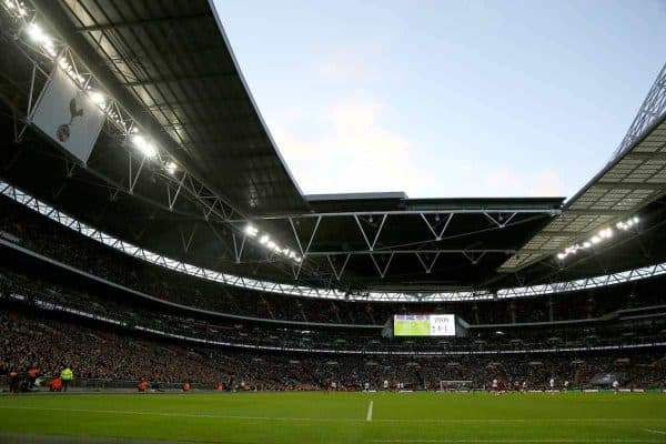 LONDON, ENGLAND - Sunday, October 22, 2017: The biggest crowd for a FA Premier League game during the FA Premier League match between Tottenham Hotspur and Liverpool at Wembley Stadium. (Pic by Paul Marriott/Propaganda)