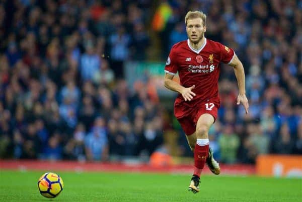 LIVERPOOL, ENGLAND - Saturday, October 28, 2017: Liverpool's Ragnar Klavan during the FA Premier League match between Liverpool and Huddersfield Town at Anfield. (Pic by David Rawcliffe/Propaganda)