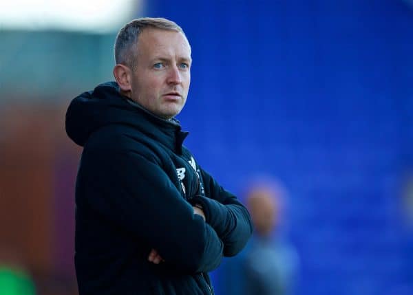 BIRKENHEAD, ENGLAND - Sunday, October 29, 2017: Liverpool's manager Neil Critchley during the Under-23 FA Premier League 2 Division 1 match between Liverpool and Leicester City at Prenton Park. (Pic by David Rawcliffe/Propaganda)