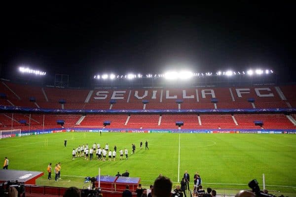 SEVILLE, SPAIN - Monday, November 20, 2017: Liverpool players during a training session ahead of the UEFA Champions League Group E match between Sevilla FC and Liverpool FC at the Estadio Ramón Sánchez Pizjuán. (Pic by David Rawcliffe/Propaganda)