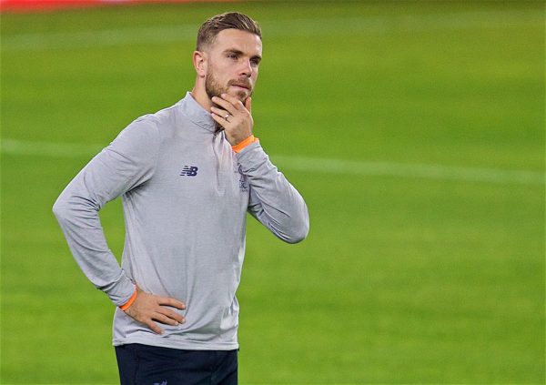 SEVILLE, SPAIN - Monday, November 20, 2017: Liverpool's captain Jordan Henderson during a training session ahead of the UEFA Champions League Group E match between Sevilla FC and Liverpool FC at the Estadio Ramón Sánchez Pizjuán. (Pic by David Rawcliffe/Propaganda)