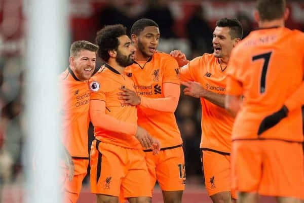 STOKE-ON-TRENT, ENGLAND - Wednesday, November 29, 2017: Liverpoolís Emre Can reacts during the FA Premier League match between Stoke City and Liverpool at the Bet365 Stadium. (Pic by Peter Powell/Propaganda)