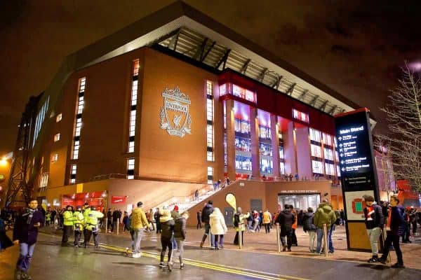 LIVERPOOL, ENGLAND - Wednesday, December 6, 2017: An exterior view of the new Main Stand before the UEFA Champions League Group E match between Liverpool FC and FC Spartak Moscow at Anfield. (Pic by David Rawcliffe/Propaganda)