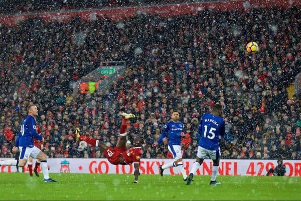 LIVERPOOL, ENGLAND - Sunday, December 10, 2017: Liverpool's Sadio Mane during the FA Premier League match between Liverpool and Everton, the 229th Merseyside Derby, at Anfield. (Pic by David Rawcliffe/Propaganda)