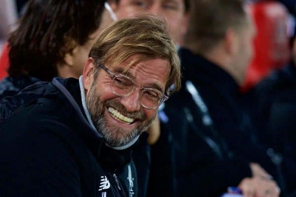 LIVERPOOL, ENGLAND - Wednesday, December 13, 2017: Liverpool's manager J¸rgen Klopp before during the FA Premier League match between Liverpool and West Bromwich Albion at Anfield. (Pic by David Rawcliffe/Propaganda)