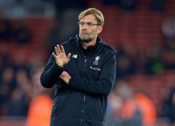 LONDON, ENGLAND - Friday, December 22, 2017: Liverpool's manager Jürgen Klopp before the FA Premier League match between Arsenal and Liverpool at the Emirates Stadium. (Pic by David Rawcliffe/Propaganda)