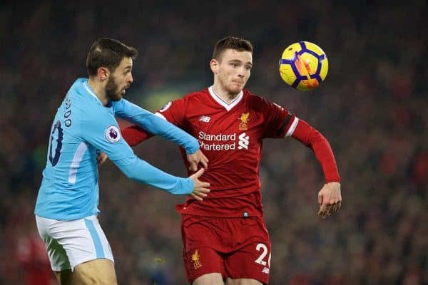 ANDREW ROBERTSON LIVERPOOL FC PREMIER LEAGUE, HUDDERSFIELD TOWN FC V LIVERPOOL  FC JOHN SMITH'S STADIUM, HUDDERSFIELD, ENGLAND 30 January 2018 GBB6341  STRICTLY EDITORIAL USE ONLY. If The Player/Players Depicted In This Image