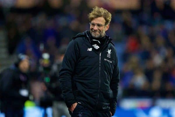 HUDDERSFIELD, ENGLAND - Tuesday, January 30, 2018: Liverpool's manager Jürgen Klopp during the FA Premier League match between Huddersfield Town FC and Liverpool FC at the John Smith's Stadium. (Pic by David Rawcliffe/Propaganda)