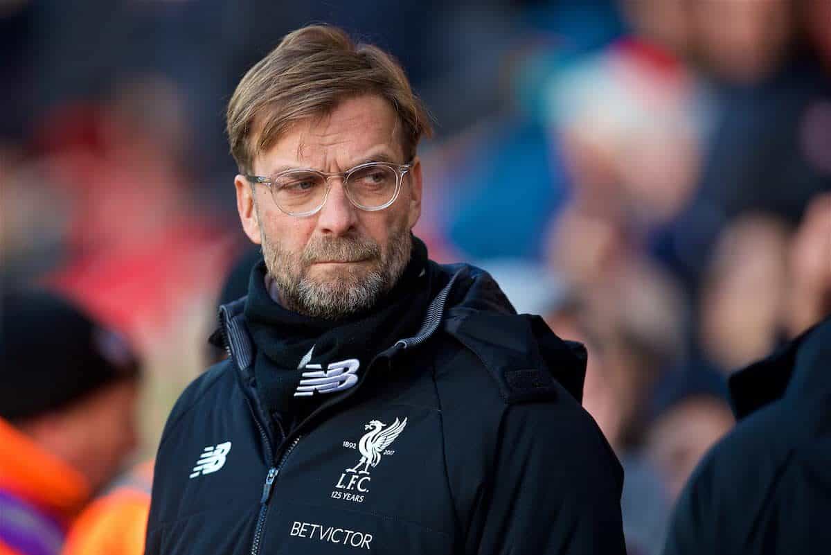 SOUTHAMPTON, ENGLAND - Sunday, February 11, 2018: Liverpool's manager Jürgen Klopp before the FA Premier League match between Southampton FC and Liverpool FC at St. Mary's Stadium. (Pic by David Rawcliffe/Propaganda)