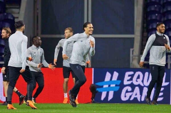 PORTO, PORTUGAL - Tuesday, February 13, 2018: Liverpool's Virgil van Dijk during a training session at the Est·dio do Drag„o ahead of the UEFA Champions League Round of 16 1st leg match between FC Porto and Liverpool FC. (Pic by David Rawcliffe/Propaganda)