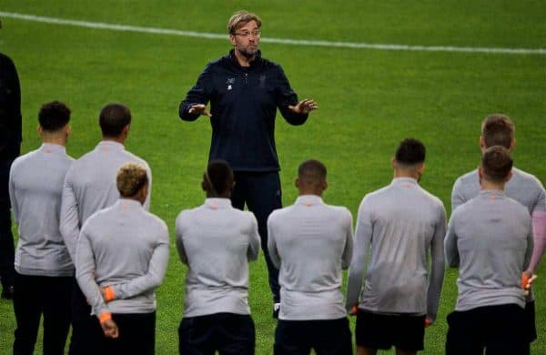 PORTO, PORTUGAL - Tuesday, February 13, 2018: Liverpool's manager Jürgen Klopp during a training session at the Estádio do Dragão ahead of the UEFA Champions League Round of 16 1st leg match between FC Porto and Liverpool FC. (Pic by David Rawcliffe/Propaganda)