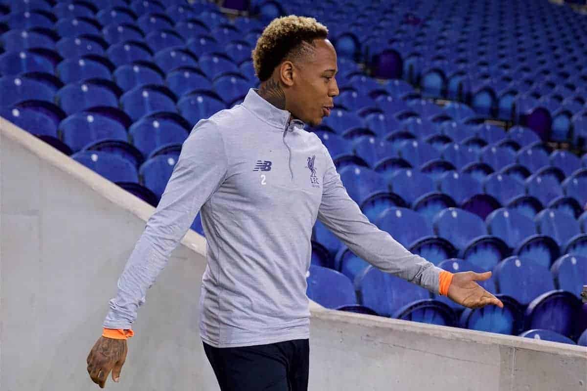 PORTO, PORTUGAL - Tuesday, February 13, 2018: Liverpool's Nathaniel Clyne during a training session at the Est·dio do Drag„o ahead of the UEFA Champions League Round of 16 1st leg match between FC Porto and Liverpool FC. (Pic by David Rawcliffe/Propaganda)