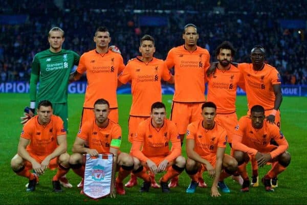 PORTO, PORTUGAL - Wednesday, February 14, 2018: Liverpool's xxxx during the UEFA Champions League Round of 16 1st leg match between FC Porto and Liverpool FC on Valentine's Day at the Est·dio do Drag„o. (Pic by David Rawcliffe/Propaganda)