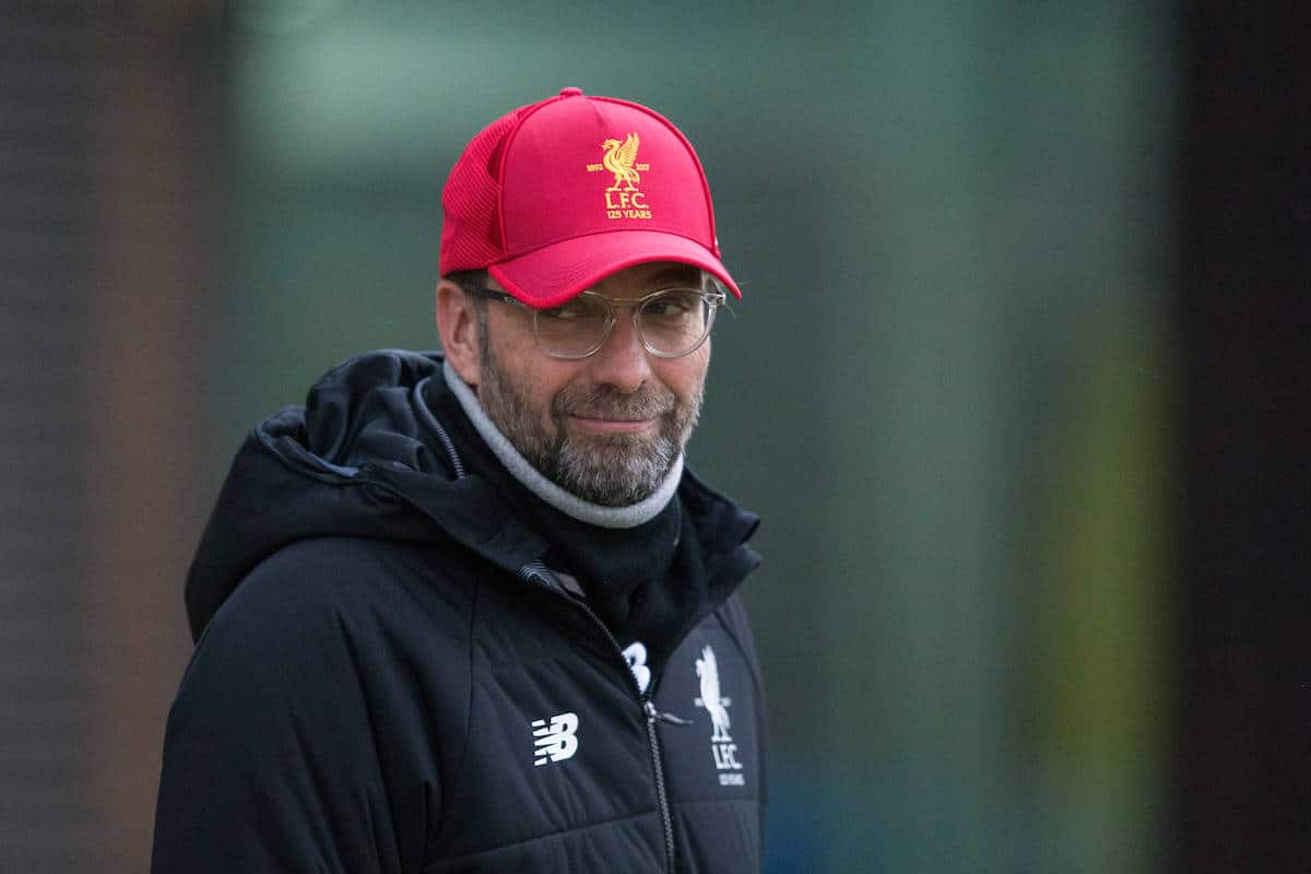 LIVERPOOL, ENGLAND - Monday, March 5, 2018: Liverpool's manager Jürgen Klopp during a training session at Melwoood ahead of the UEFA Champions League Round of 16 2nd leg match between Liverpool FC and FC Porto. (Pic by Paul Greenwood/Propaganda)