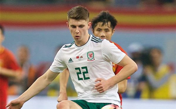 NANNING, CHINA - Thursday, March 22, 2018: Wales' Ben Woodburn during the opening match of the 2018 Gree China Cup International Football Championship between China and Wales at the Guangxi Sports Centre. (Pic by David Rawcliffe/Propaganda)