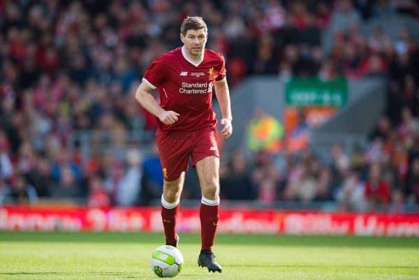 LIVERPOOL, ENGLAND - Saturday, March 24, 2018J.Steven Gerrard of Liverpool Legends in action during the LFC Foundation charity match between Liverpool FC Legends and FC Bayern Munich Legends at Anfield. (Pic by Peter Powell/Propaganda)