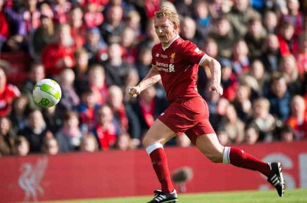 LIVERPOOL, ENGLAND - Saturday, March 24, 2018. Dirk Kuyt of Liverpool Legends in action during the LFC Foundation charity match between Liverpool FC Legends and FC Bayern Munich Legends at Anfield. (Pic by Peter Powell/Propaganda)