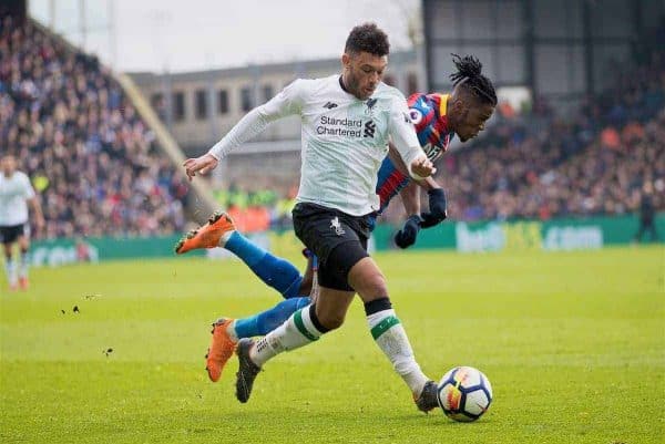 LONDON, ENGLAND - Saturday, March 31, 2018: Liverpool's Alex Oxlade-Chamberlain during the FA Premier League match between Crystal Palace FC and Liverpool FC at Selhurst Park. (Pic by Dave Shopland/Propaganda)