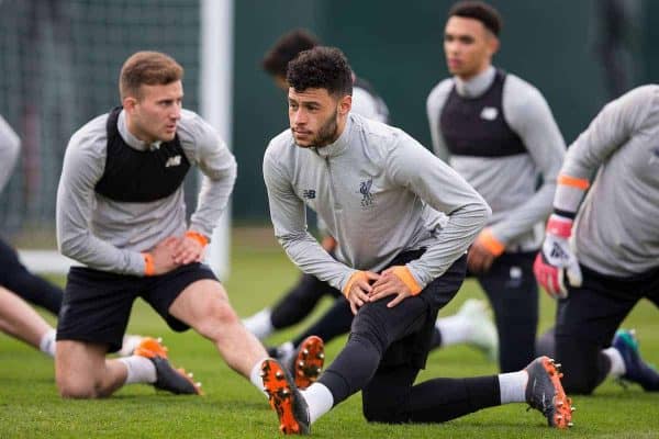 LIVERPOOL, ENGLAND - Tuesday, April 3, 2018: Liverpool's Alex Oxlade-Chamberlain during a training session at Melwood Training Ground ahead of the UEFA Champions League Quarter-Final 1st Leg match between Liverpool FC and Manchester City FC. (Pic by Paul Greenwood/Propaganda)