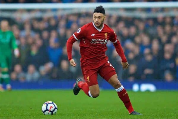 LIVERPOOL, ENGLAND - Saturday, April 7, 2018: Liverpool's Alex Oxlade-Chamberlain during the FA Premier League match between Everton and Liverpool, the 231st Merseyside Derby, at Goodison Park. (Pic by David Rawcliffe/Propaganda)