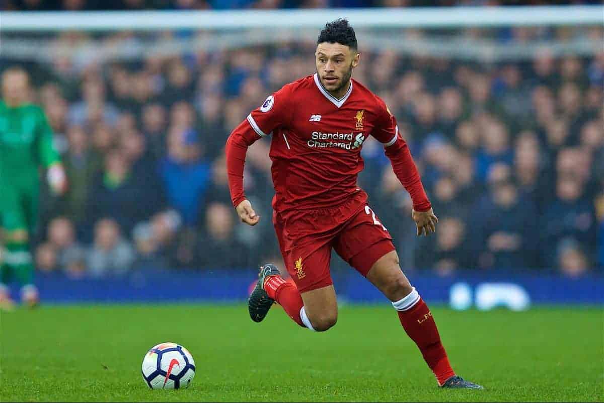 LIVERPOOL, ENGLAND - Saturday, April 7, 2018: Liverpool's Alex Oxlade-Chamberlain during the FA Premier League match between Everton and Liverpool, the 231st Merseyside Derby, at Goodison Park. (Pic by David Rawcliffe/Propaganda)