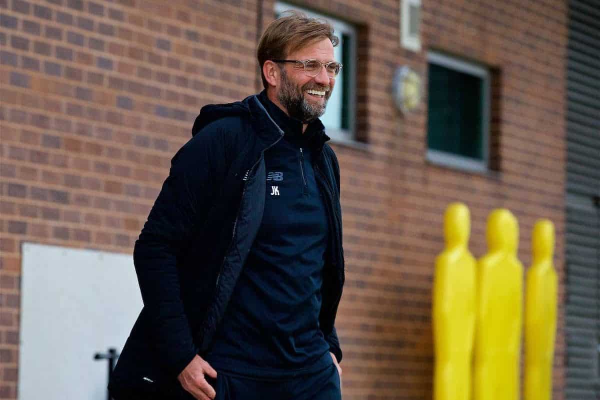 LIVERPOOL, ENGLAND - Monday, April 9, 2018: Liverpool's xxxx during a training session at Melwood Training Ground ahead of the UEFA Champions League Quarter-Final 2nd Leg match between Manchester City FC and Liverpool FC. (Pic by David Rawcliffe/Propaganda)