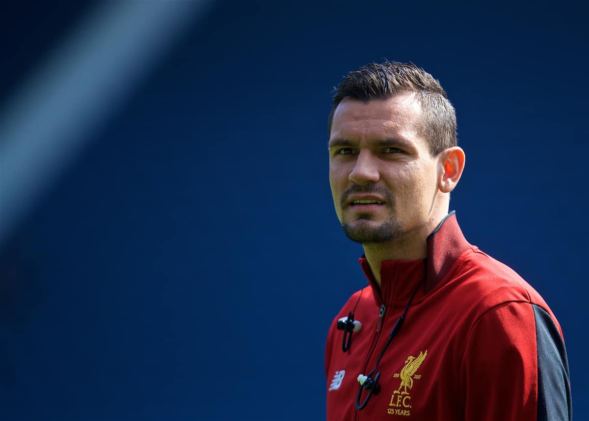 WEST BROMWICH, ENGLAND - Saturday, April 21, 2018: Liverpool's Dejan Lovren inspects the pitch before the FA Premier League match between West Bromwich Albion FC and Liverpool FC at the Hawthorns. (Pic by David Rawcliffe/Propaganda)