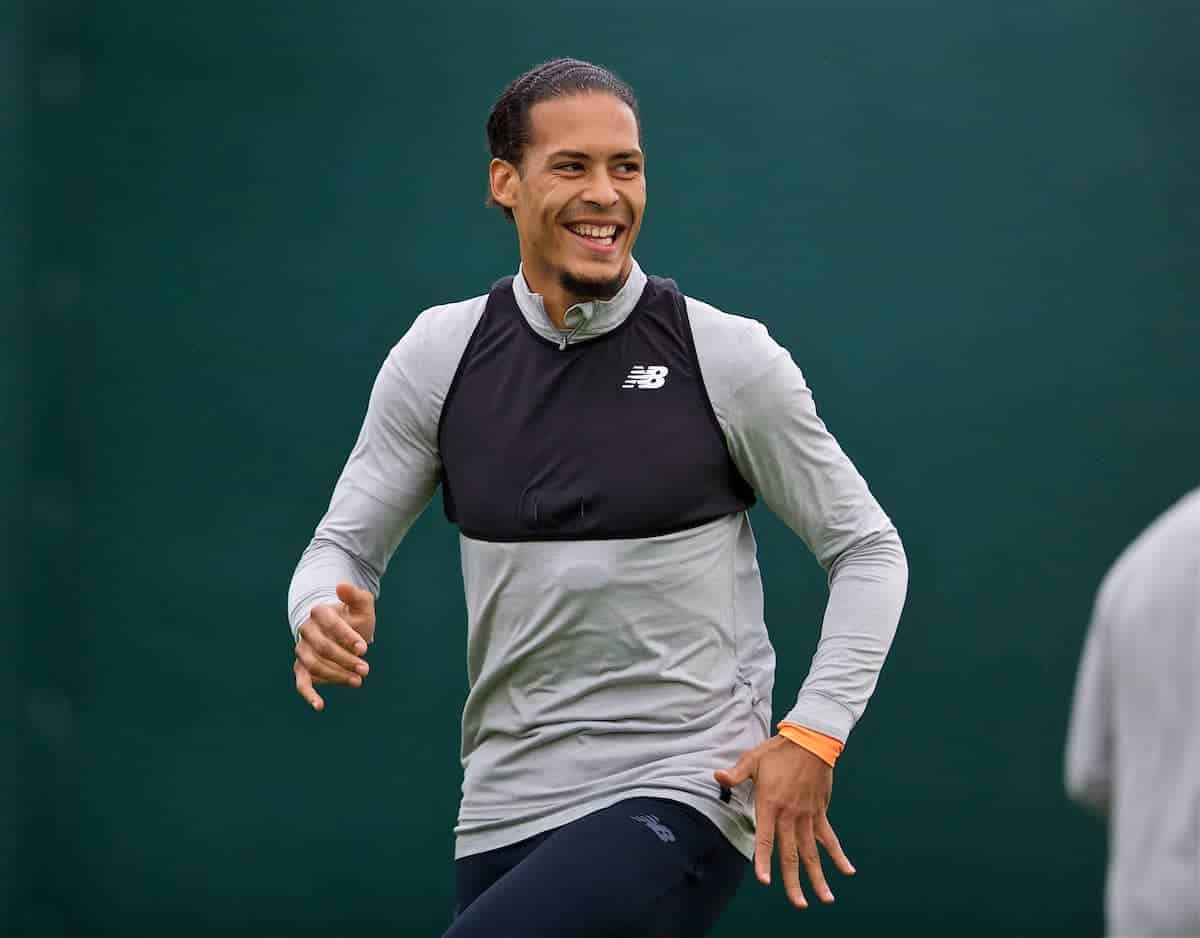 LIVERPOOL, ENGLAND - Monday, April 23, 2018: Liverpool's Virgil van Dijk during a training session at Melwood Training Ground ahead of the UEFA Champions League Semi-Final 1st Leg match between Liverpool FC and AS Roma. (Pic by David Rawcliffe/Propaganda)