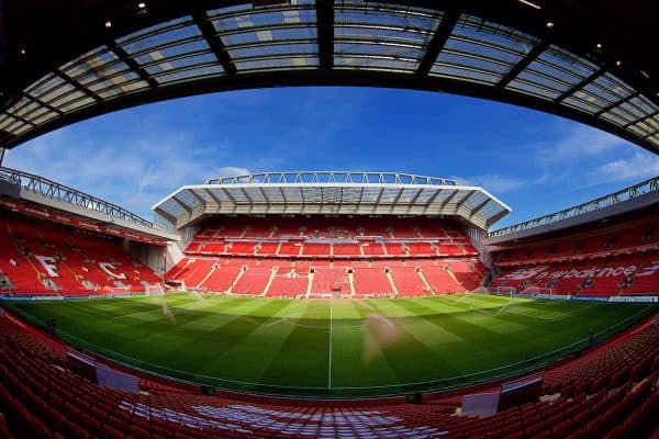 LIVERPOOL, ENGLAND - Saturday, April 28, 2018: The new Main Stand at Anfield pictured before the FA Premier League match between Liverpool FC and Stoke City FC. (Pic by David Rawcliffe/Propaganda)