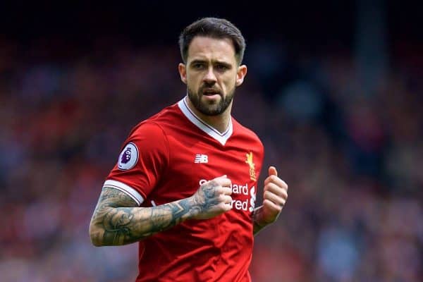 LIVERPOOL, ENGLAND - Saturday, April 28, 2018: Liverpool's Danny Ings during the FA Premier League match between Liverpool FC and Stoke City FC at Anfield. (Pic by David Rawcliffe/Propaganda)